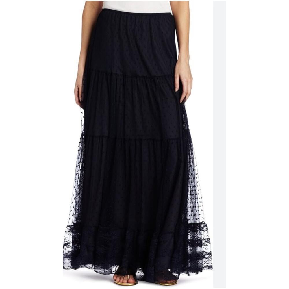 Turcua Swimwear Cover Up Lace Flowy Skirt Black Size S